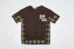 Women’s Contrast Plaid Hem Oversized Tunic Top - ASTRON