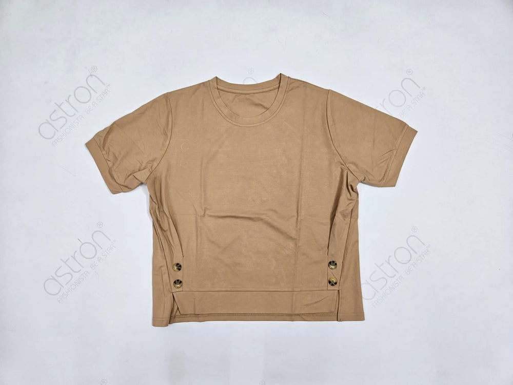 Women’s Solid Casual Side-Detail Top - ASTRON