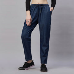 Light Weight Silky Denim Baggy Fit Mid Waist Jeans Pant.
