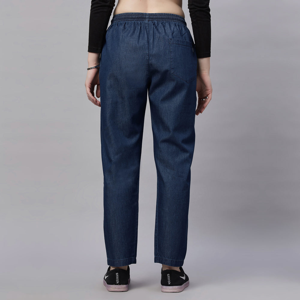 Light Weight Silky Denim Baggy Fit Mid Waist Jeans Pant.