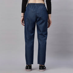 Light Weight Silky Denim Baggy Fit Mid Waist Jeans Pant.