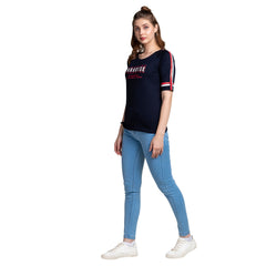 Astron – Raglan Sleeves Printed Cotton T-Shirt for Women
