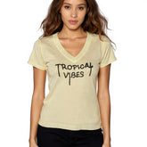 Astron - Embroidered V-Neck Ribbed Knit Top