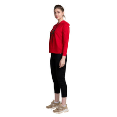 Maroon Long Sleeve Hashtag Hoodie For Ladies