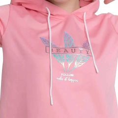 Leaf Print Pullover Full Sleeve Hoodie For Women