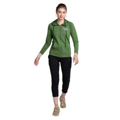 Green Long Sleeve Hoodie Women - Trendy Zip-Through Activewear for Ultimate Comfort - ASTRON