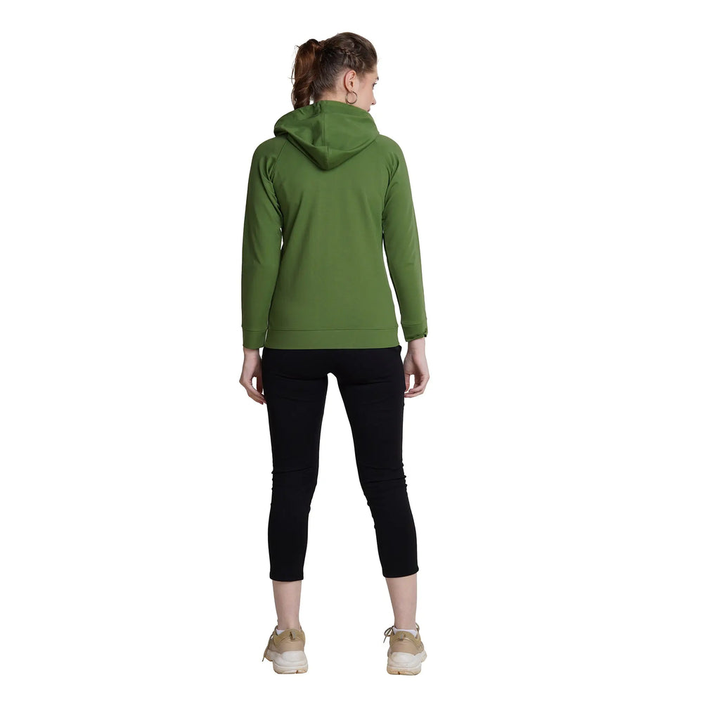 Green Long Sleeve Hoodie Women - Trendy Zip-Through Activewear for Ultimate Comfort - ASTRON