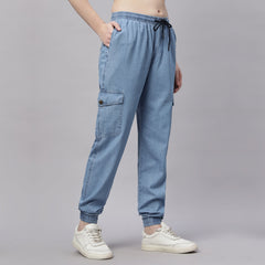 Silky Denim Cargo Jogger Jeans Pant.