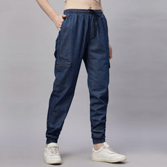 Silky Denim Cargo Jogger Jeans Pant.