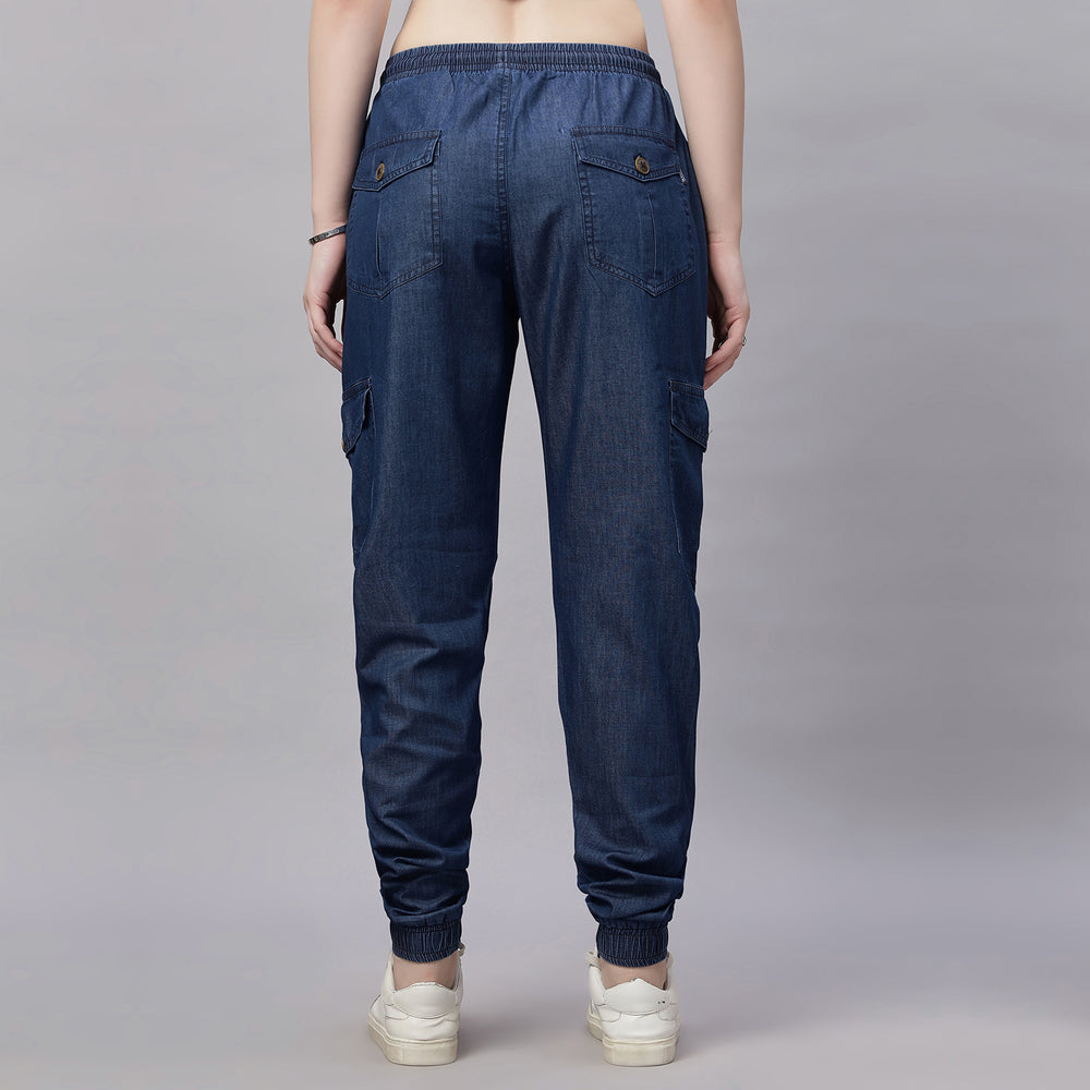 Silky Denim Cargo Jogger Jeans Pant.