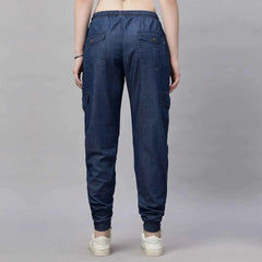 Astron – Silky Denim Cargo Jogger Jeans for Women