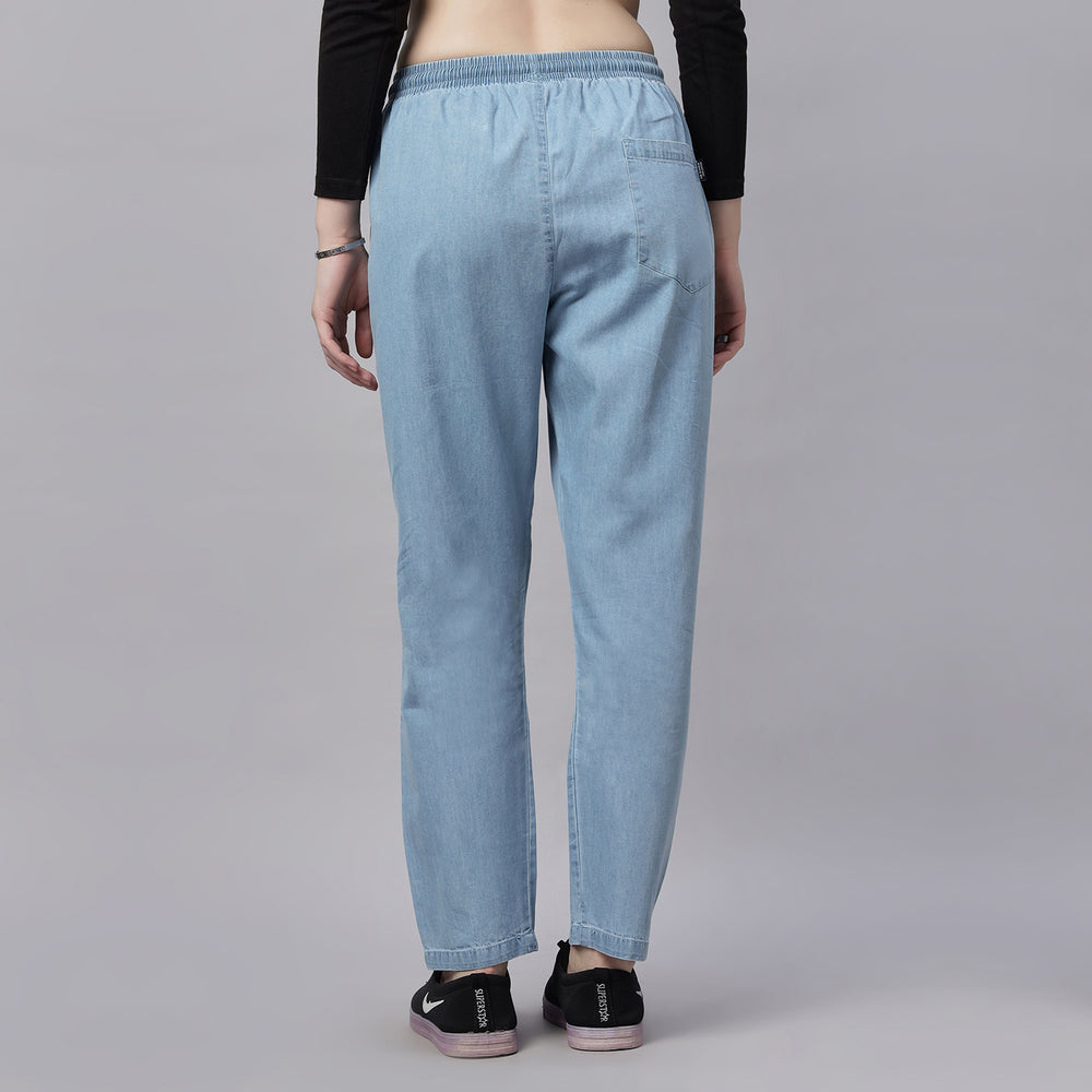 Light Weight Silky Denim Baggy Fit Mid Waist Jeans Pant.