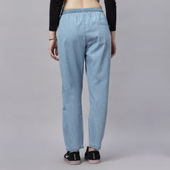 Light Weight Silky Denim Baggy Fit Mid Waist Jeans Pant.