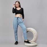 Light Weight Silky Denim Baggy Fit Mid Waist Jeans Pant.