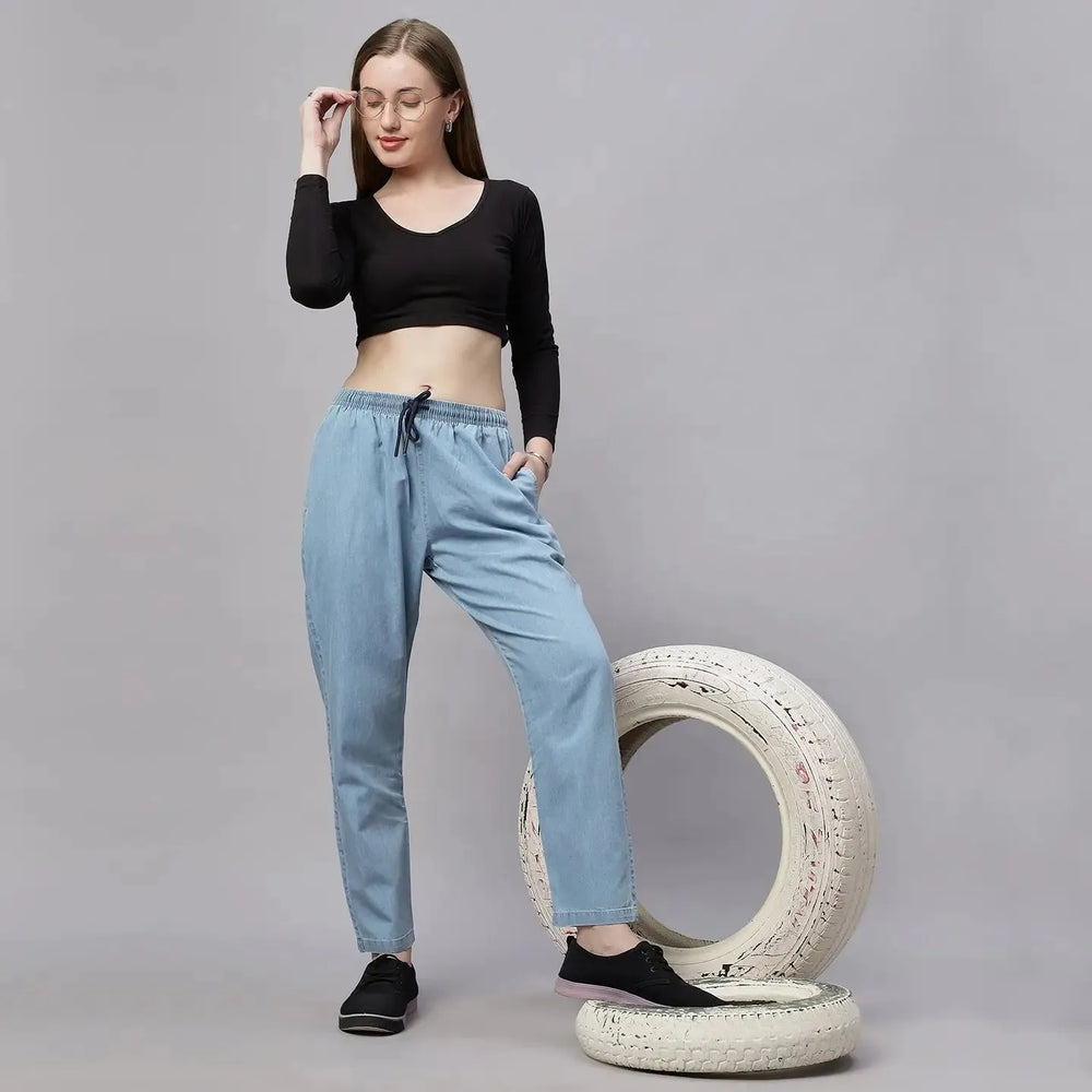 Astron – Lightweight Silky Denim Baggy Fit Mid-Waist Jeans
