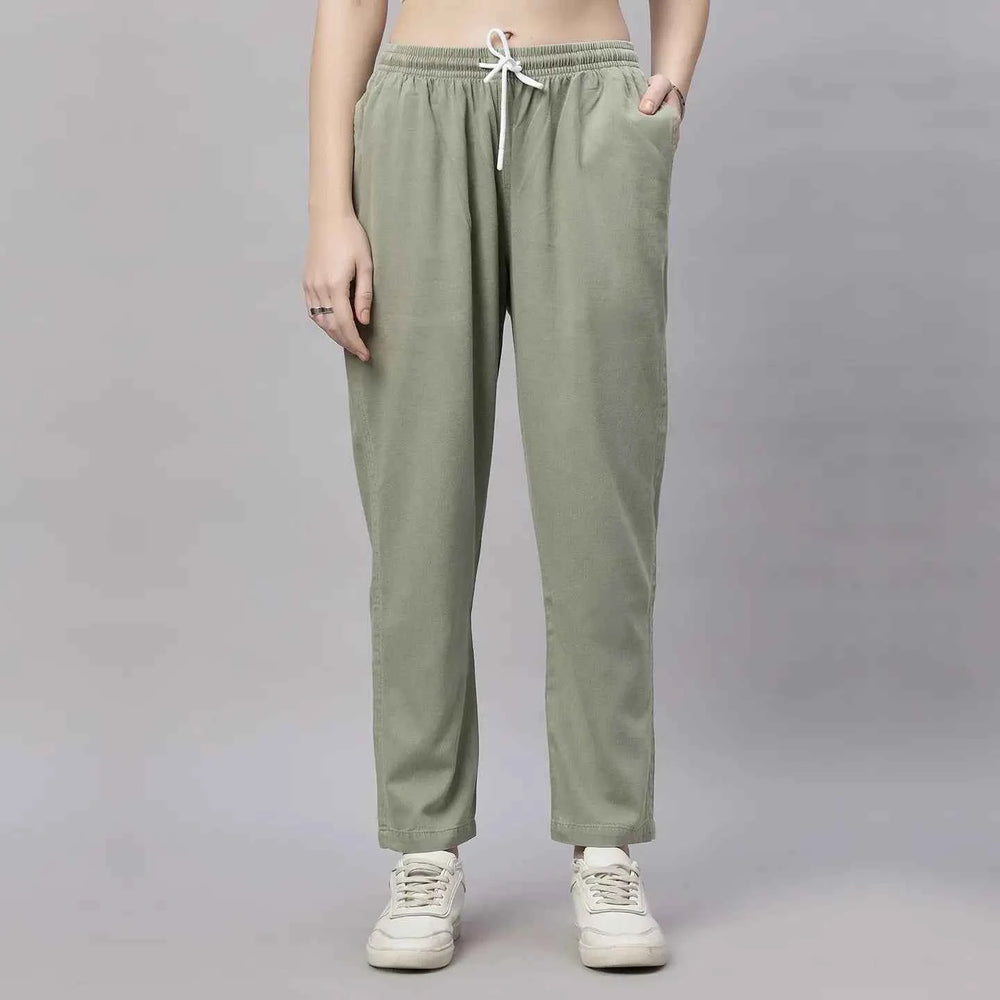 Astron – Tencel Baggy Fit Mid-Waist Pista Green Denim Jeans for Women