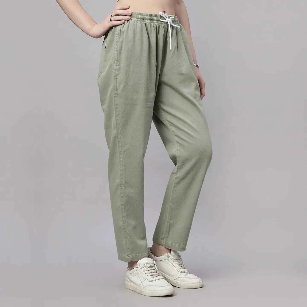 Astron – Tencel Baggy Fit Mid-Waist Pista Green Denim Jeans for Women