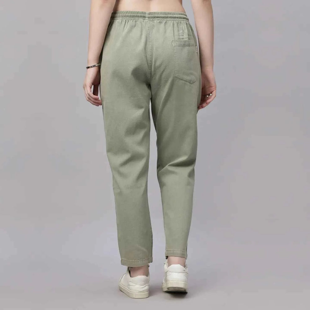 Astron – Tencel Baggy Fit Mid-Waist Pista Green Denim Jeans for Women