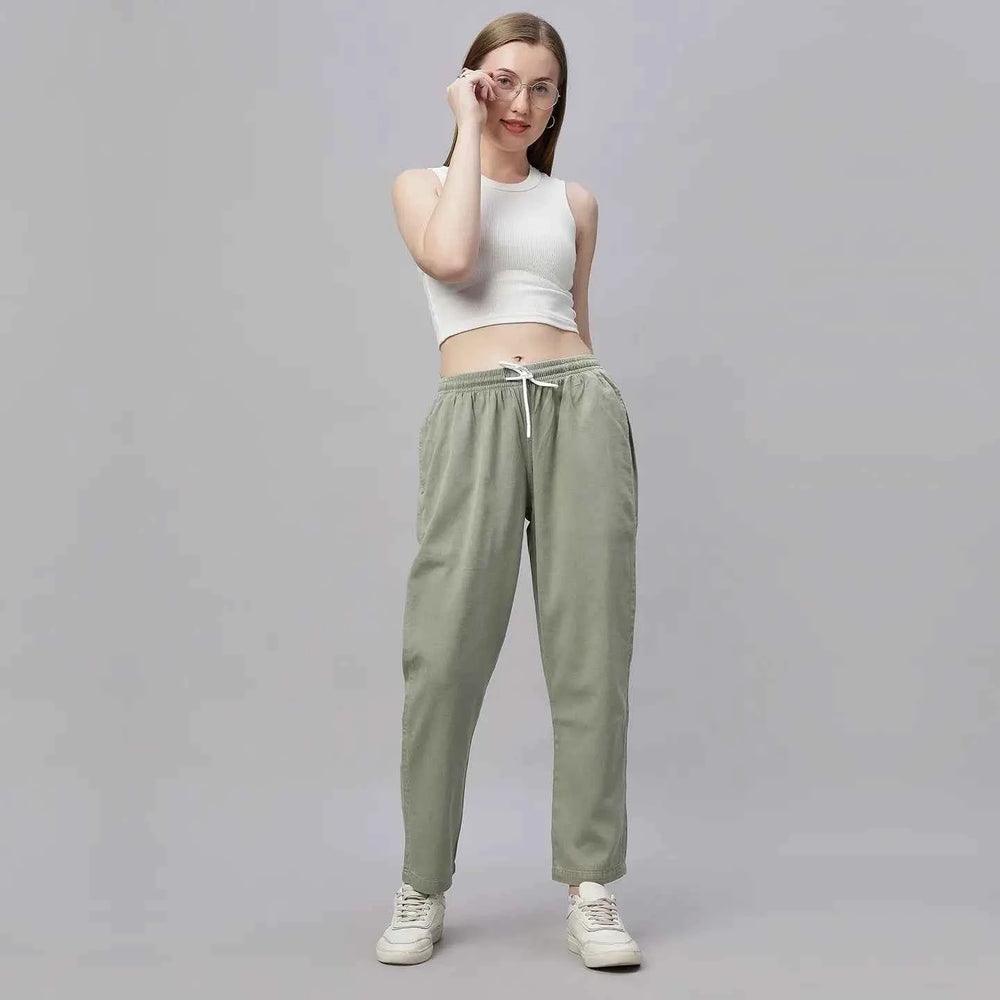 Astron – Tencel Baggy Fit Mid-Waist Pista Green Denim Jeans for Women