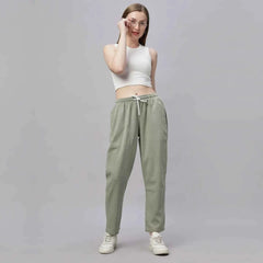 Astron – Tencel Baggy Fit Mid-Waist Pista Green Denim Jeans for Women
