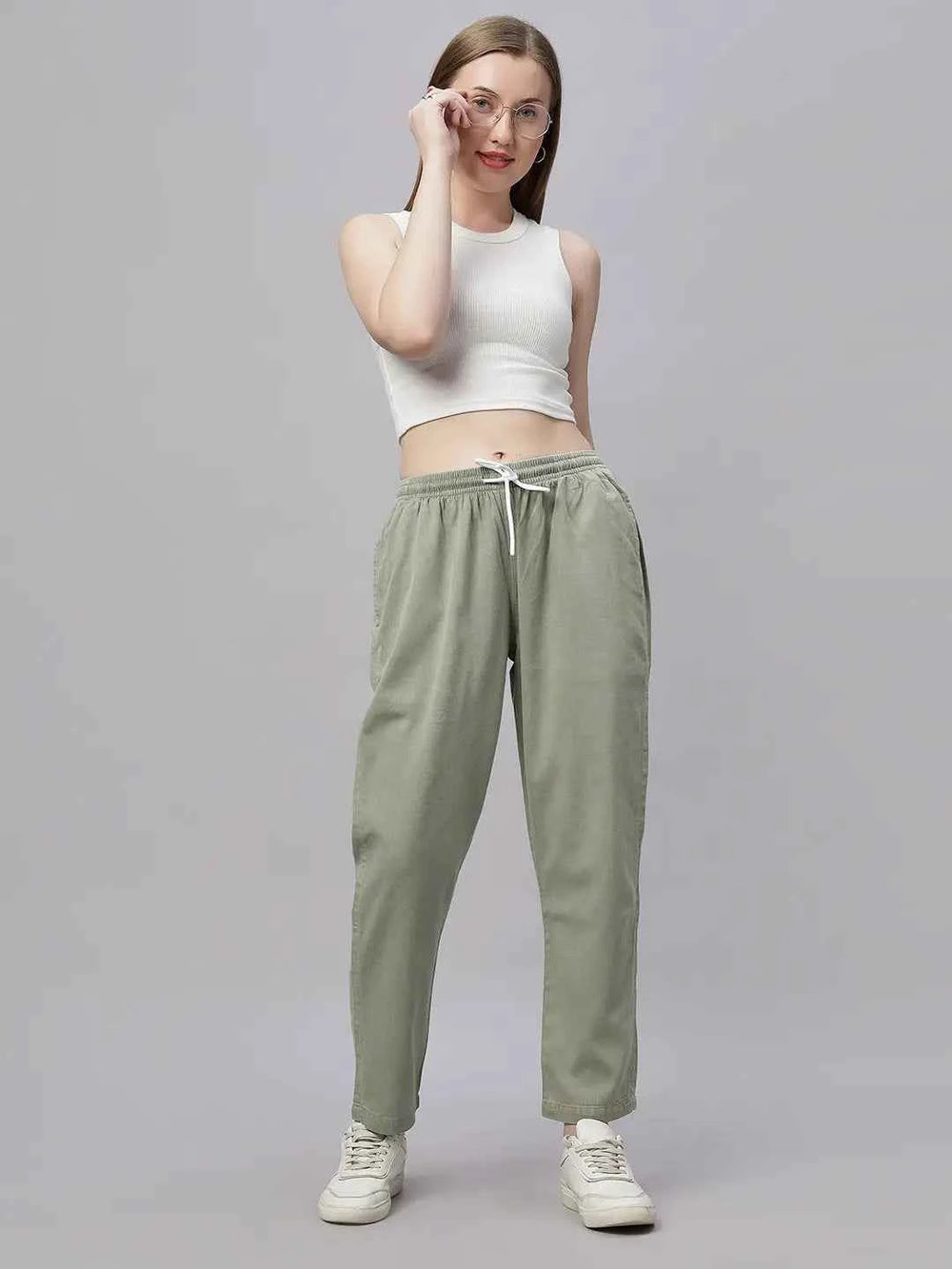 Astron – Tencel Baggy Fit Mid-Waist Pista Green Denim Jeans for Women
