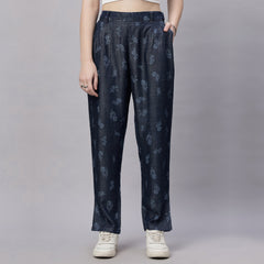Printed Korean Fit Silky Denim Jeans Pant.