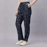 Printed Korean Fit Silky Denim Jeans Pant.