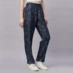Printed Korean Fit Silky Denim Jeans Pant.