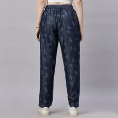 Printed Korean Fit Silky Denim Jeans Pant.