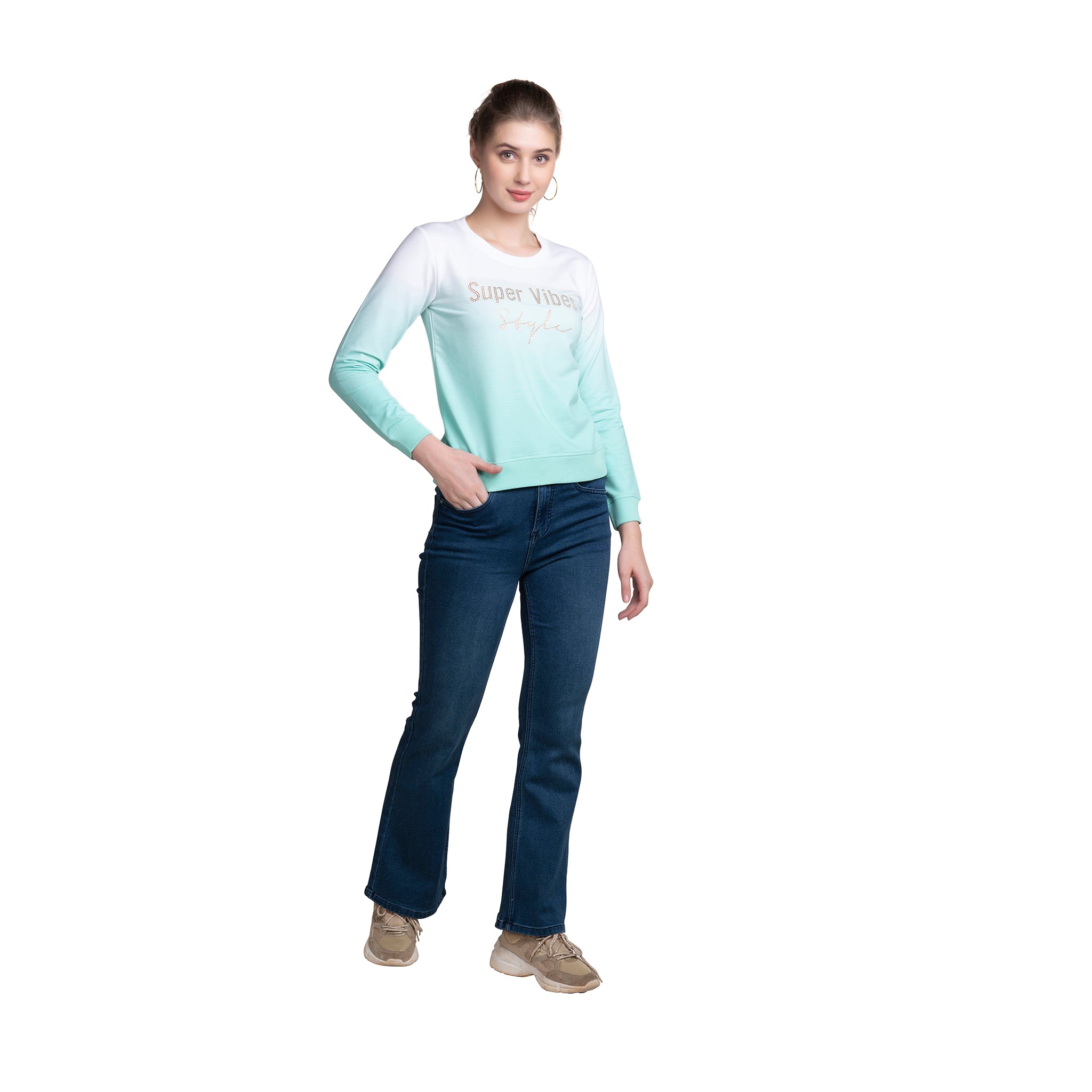 Long Sleeve Chest Printed Ladies Cotton T-shirt Long Sleeve Chest Printed Ladies Cotton T-shirt