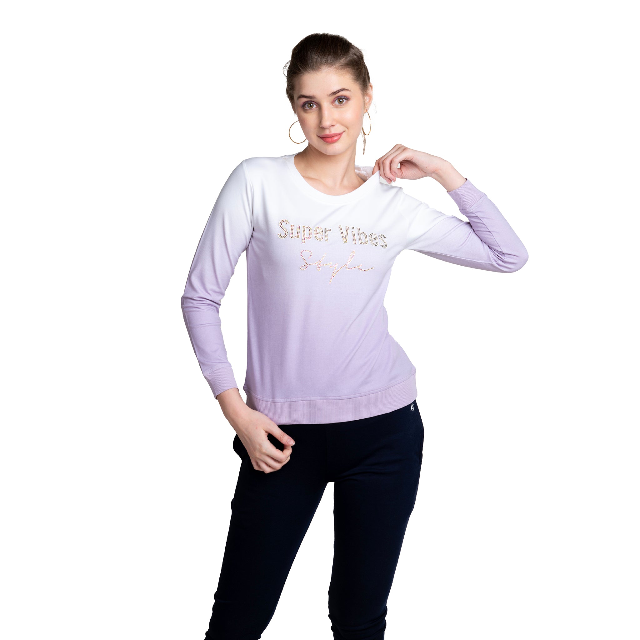 Long Sleeve Chest Printed Ladies Cotton T-shirt Long Sleeve Chest Printed Ladies Cotton T-shirt