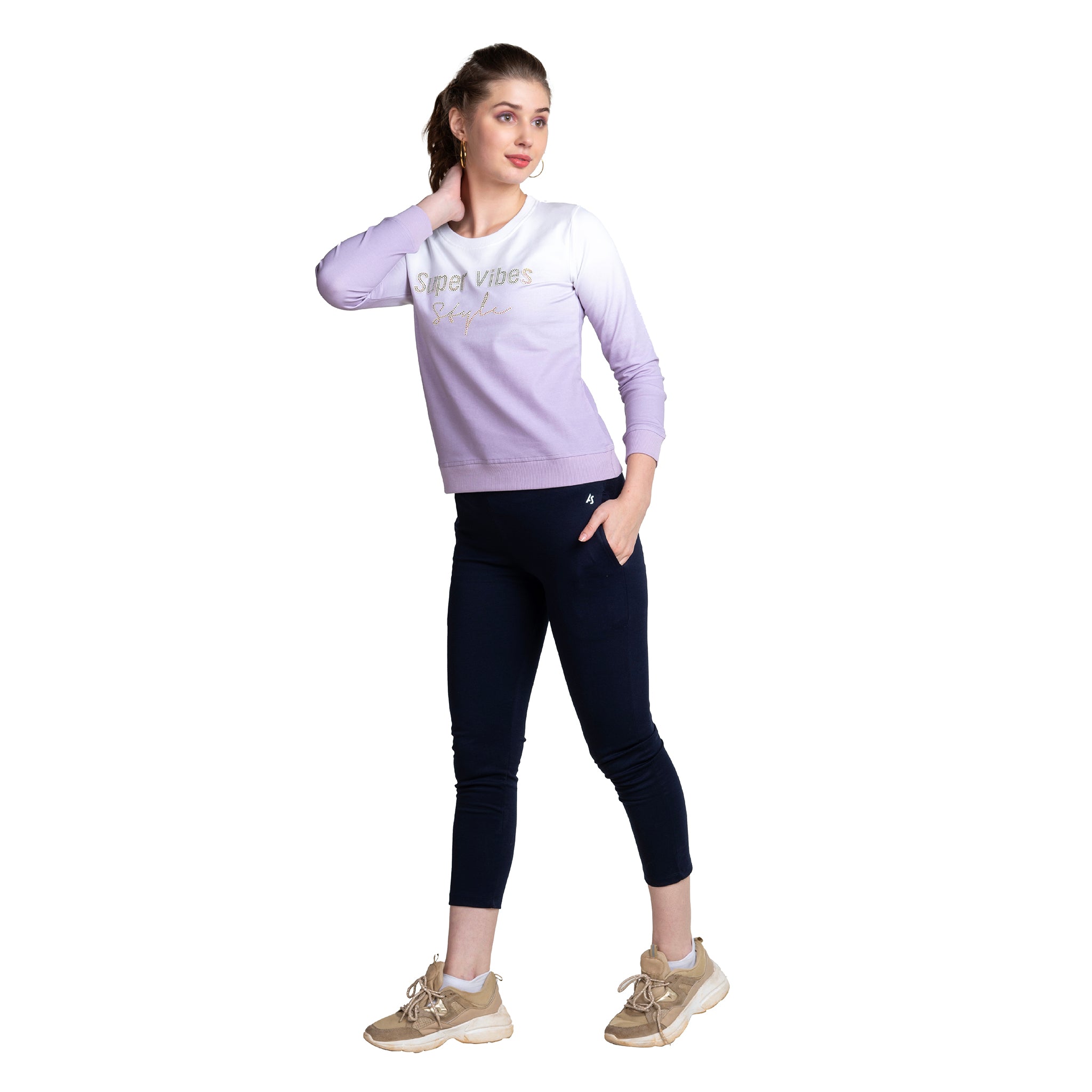 Long Sleeve Chest Printed Ladies Cotton T-shirt Long Sleeve Chest Printed Ladies Cotton T-shirt