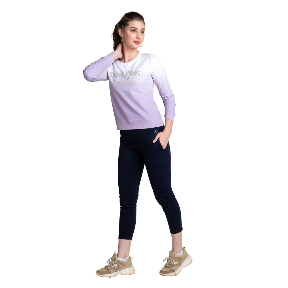 Long Sleeve Chest Printed Ladies Long Sleeve Cotton T-Shirt - ASTRON