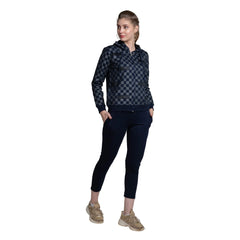 Checker Print Women's Hoodie - Stylish Zip-Through Comfort for Any Occasion - ASTRON
