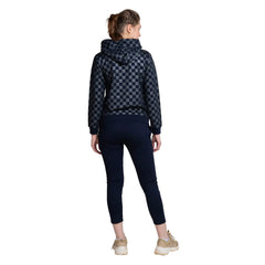 Checker Print Women's Hoodie - Stylish Zip-Through Comfort for Any Occasion - ASTRON