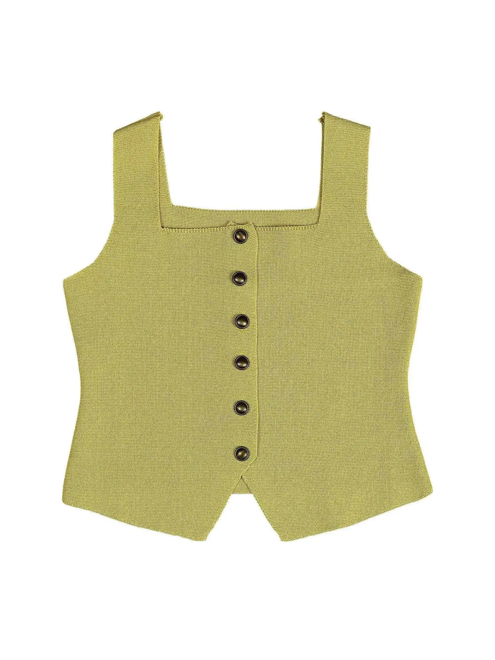 Astron Chartreuse Green Ribbed Knit Sleeveless Vest Top