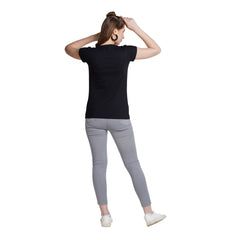 Astron – Round Neck Green Color Typography Print Cotton T-Shirt for Women