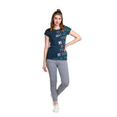 Astron – Round Neck Green Color Typography Print Cotton T-Shirt for Women