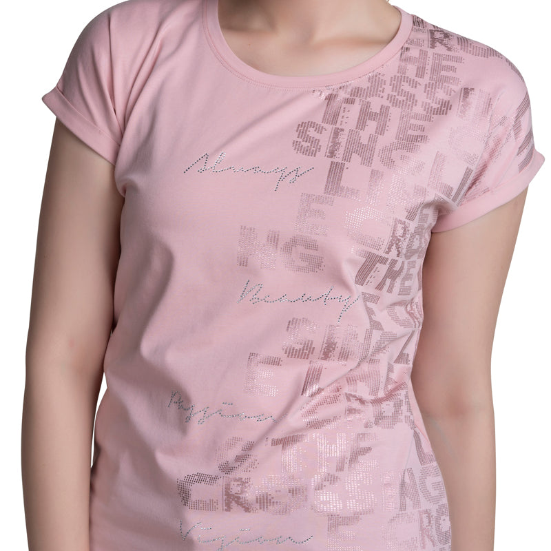 Magyar Sleeves Typography Print Cotton T-shirt / Tee For Women.