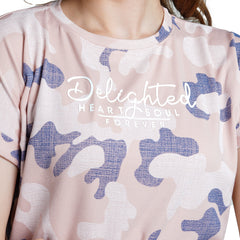 Astron – Light Pink Camouflage Print Magyar Sleeve Top for Women