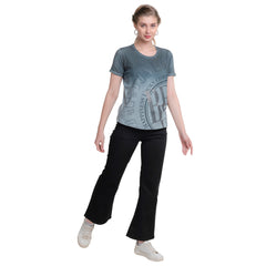Astron – Printed Round Neck Cotton T-Shirt for Women