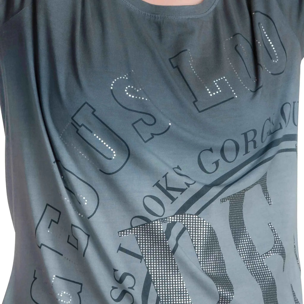Astron – Printed Round Neck Cotton T-Shirt for Women