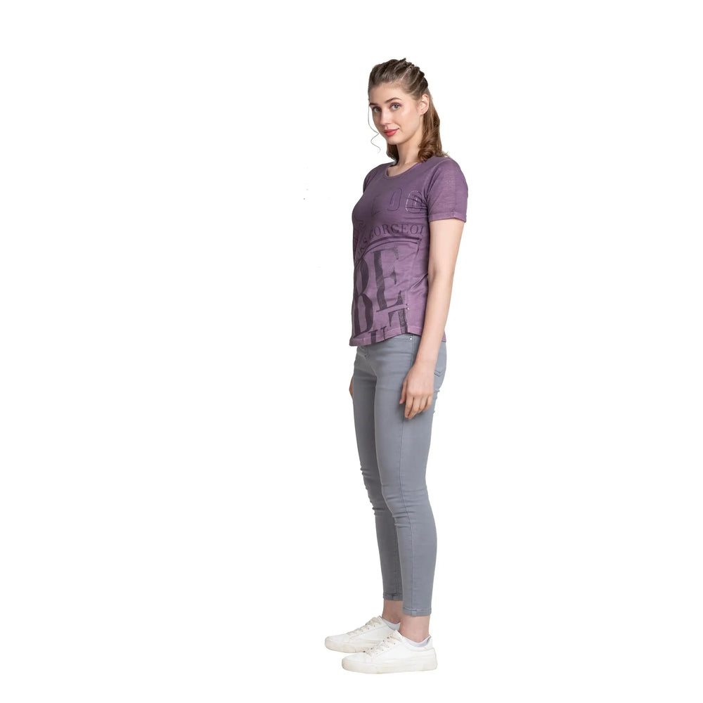 Astron Printed Cotton T-Shirt for Women - Round Neck Style - ASTRON