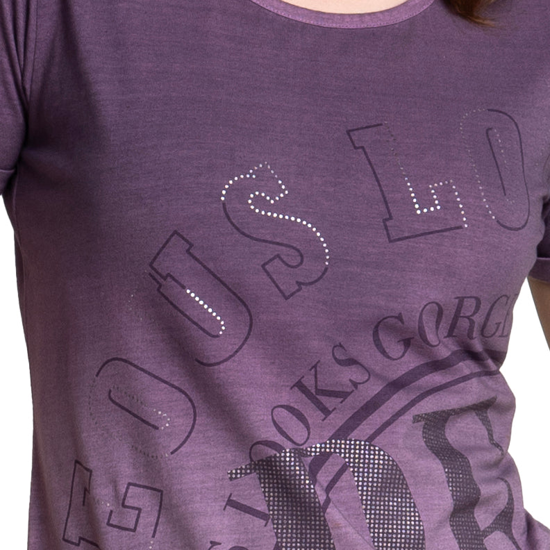Printed Round Neck Half Sleeves Cotton T-shirt / Tee For Women