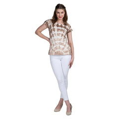Astron Tie-Dye Cotton T-Shirt for Women - Stylish Round Neck Design - ASTRON