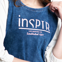 Astron – Round Neck Denim Color T-Shirt for Women