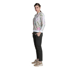 Floral Print Hoodie for Women - Full Sleeve Zip-through Design - ASTRON