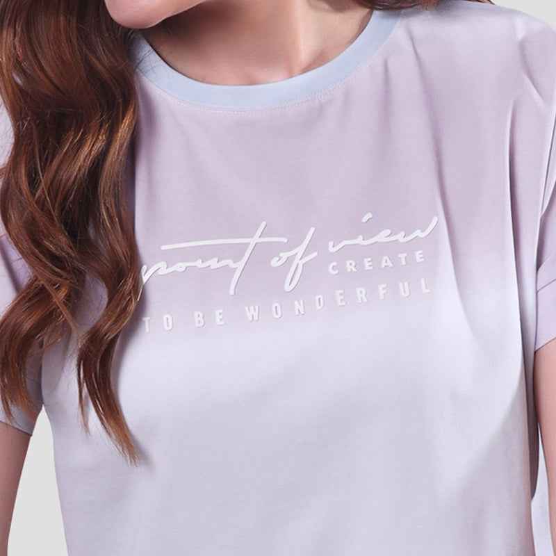 Round Neck Purple Color Ladies T-shirt