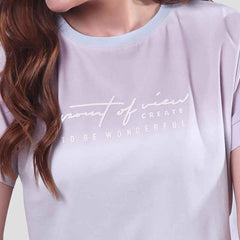 Round Neck Purple Color Ladies T-shirt