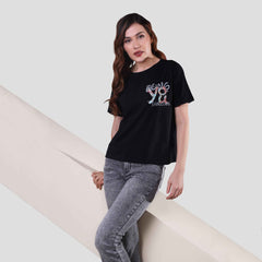 Printed Ladies T-shirt Black Color